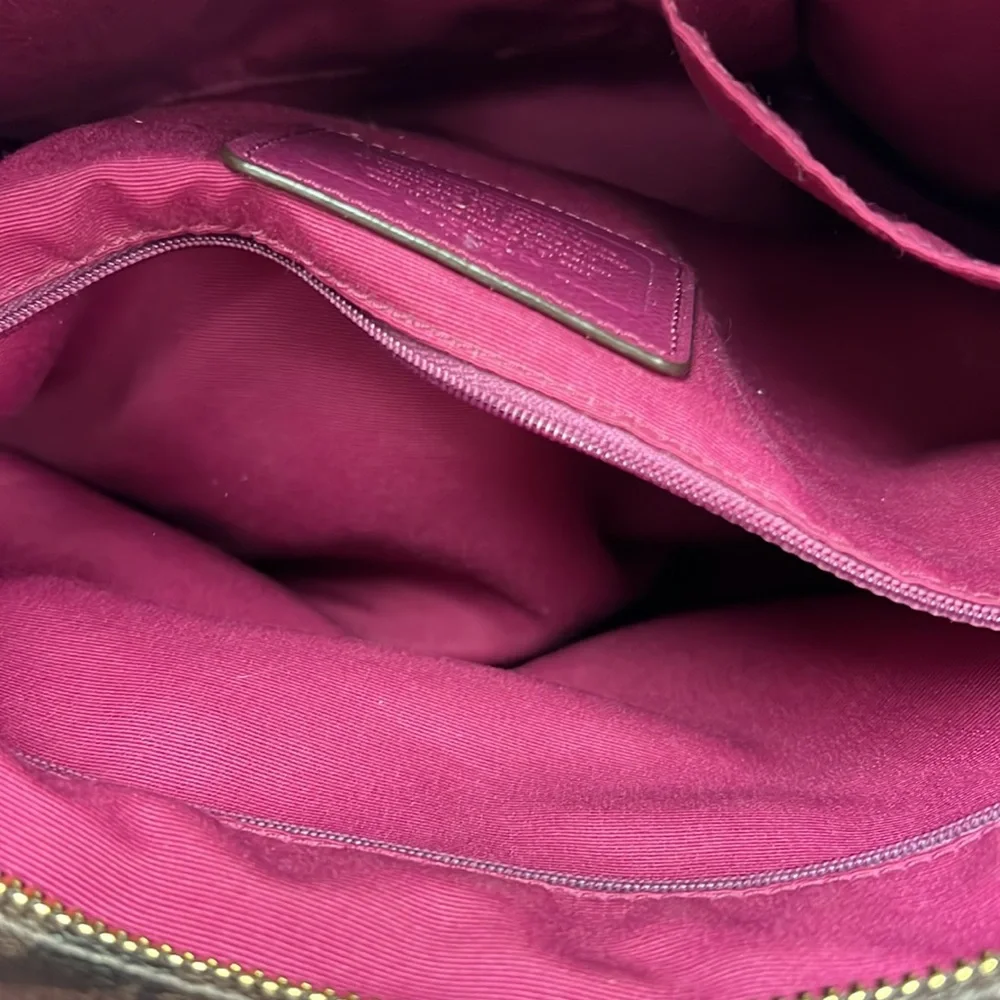 SOLD IN STORE Coach Signature Stitching Tote Brown/Magenta - Picture 5 of 16